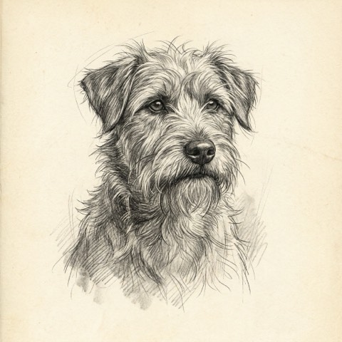 The same dog as a finished Pencil Sketch portrait