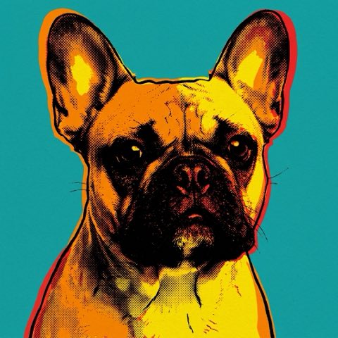 The same dog as a finished Pop Art portrait